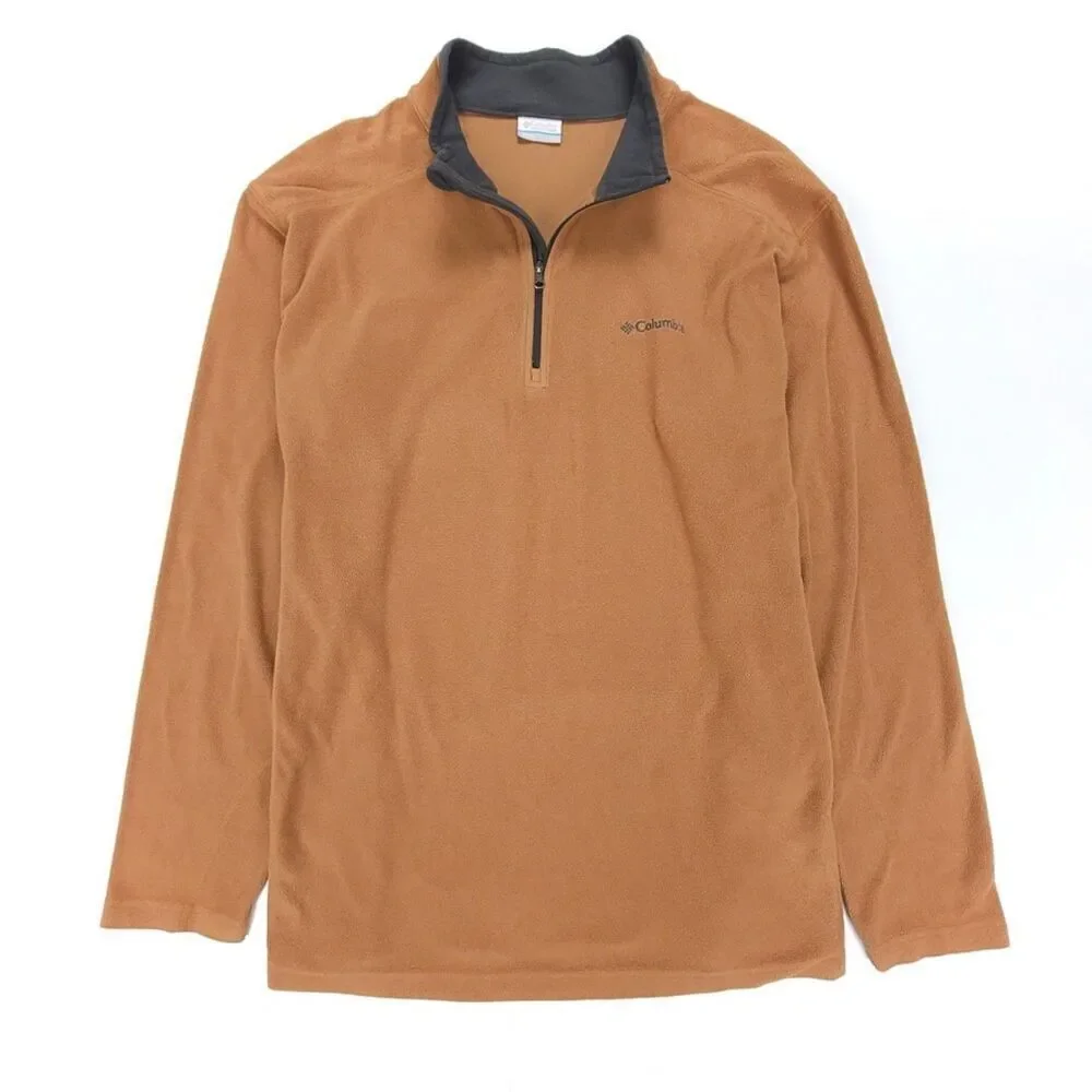 COLUMBIA Klamath Range II Half Zip Fleece Pullover Sweater Mens XXL Tan Brown
